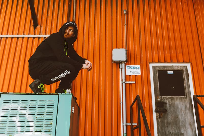 Raised by Wolves x Timberland Lookbook Collaboration Collab Black Boots Grey Hoodies Track Pants Euro Hiker Beaver Tail Toronto pop-up