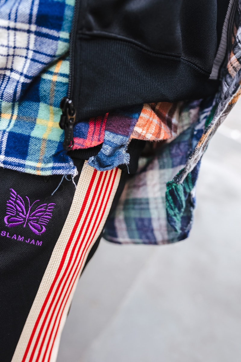 Slam Jam Socialism Needles track pant suit jacket 7 cut patchwork shirt flannel plaid spring summer 2018 editorial