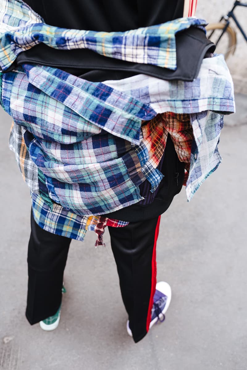 Slam Jam Socialism Needles track pant suit jacket 7 cut patchwork shirt flannel plaid spring summer 2018 editorial