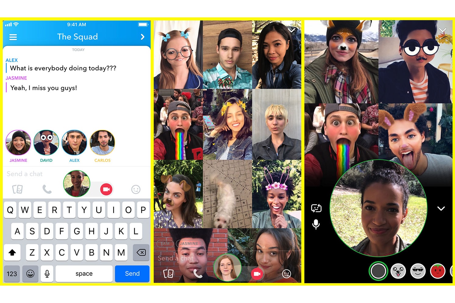 Snapchat Group Video Chat friend tagging stories april 3 2018 snap inc