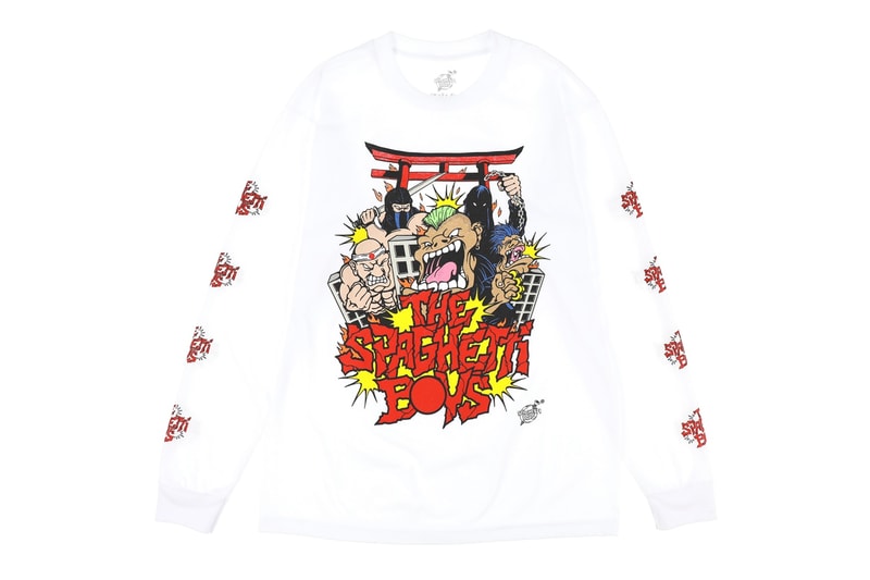 Spaghetti Boys NUBIAN Harajuku Pop-up Announcement Kerwin Frost Ray Martinez Erinjeen White Trash Tyler Sheck Wes Austin Asspizza Butts T-shirt
