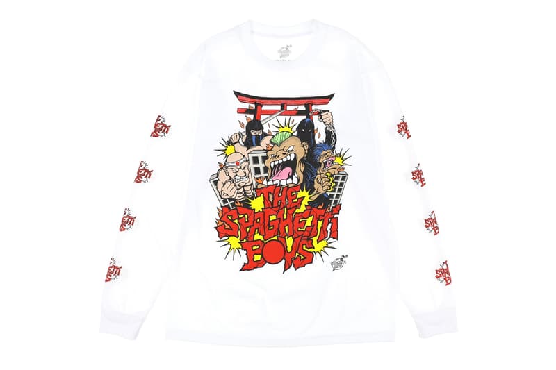 Spaghetti Boys NUBIAN Harajuku Pop-up Announcement Kerwin Frost Ray Martinez Erinjeen White Trash Tyler Sheck Wes Austin Asspizza Butts T-shirt