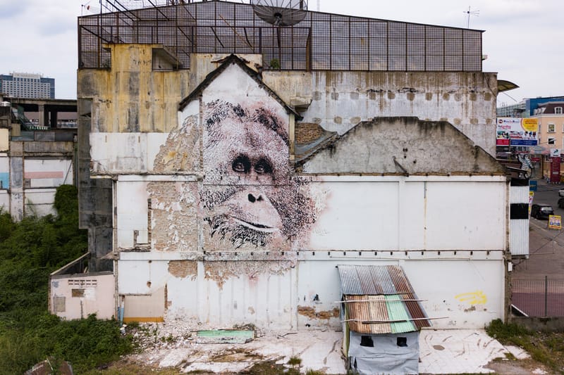VHILS Chiseled a Massive Orangutan Mural in Sumatra
