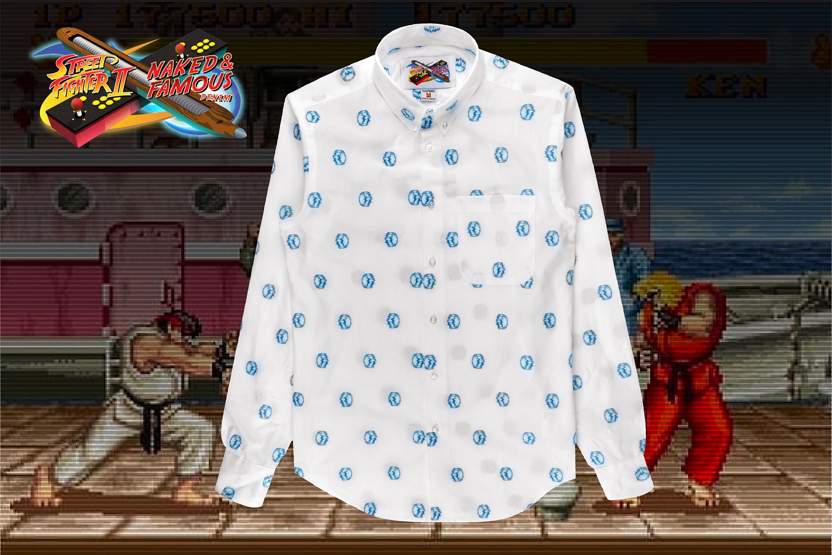 Street Fighter II Naked Famous Round 2 Collaboration collection denim jeans button down up shirts 2018 release date info drop