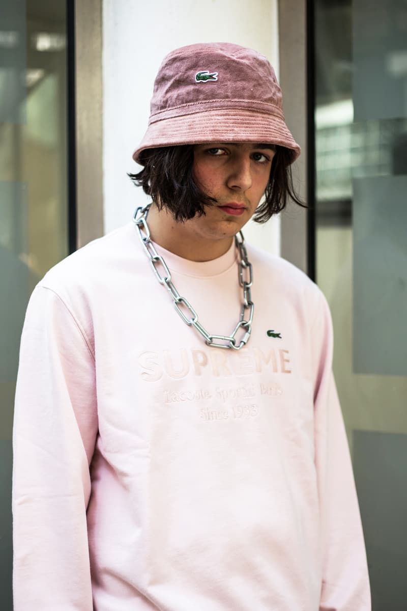 Supreme Lacoste Spring/Summer 2018 Street Style Street Snaps Soho London New York Stores Retail Velour Clothing