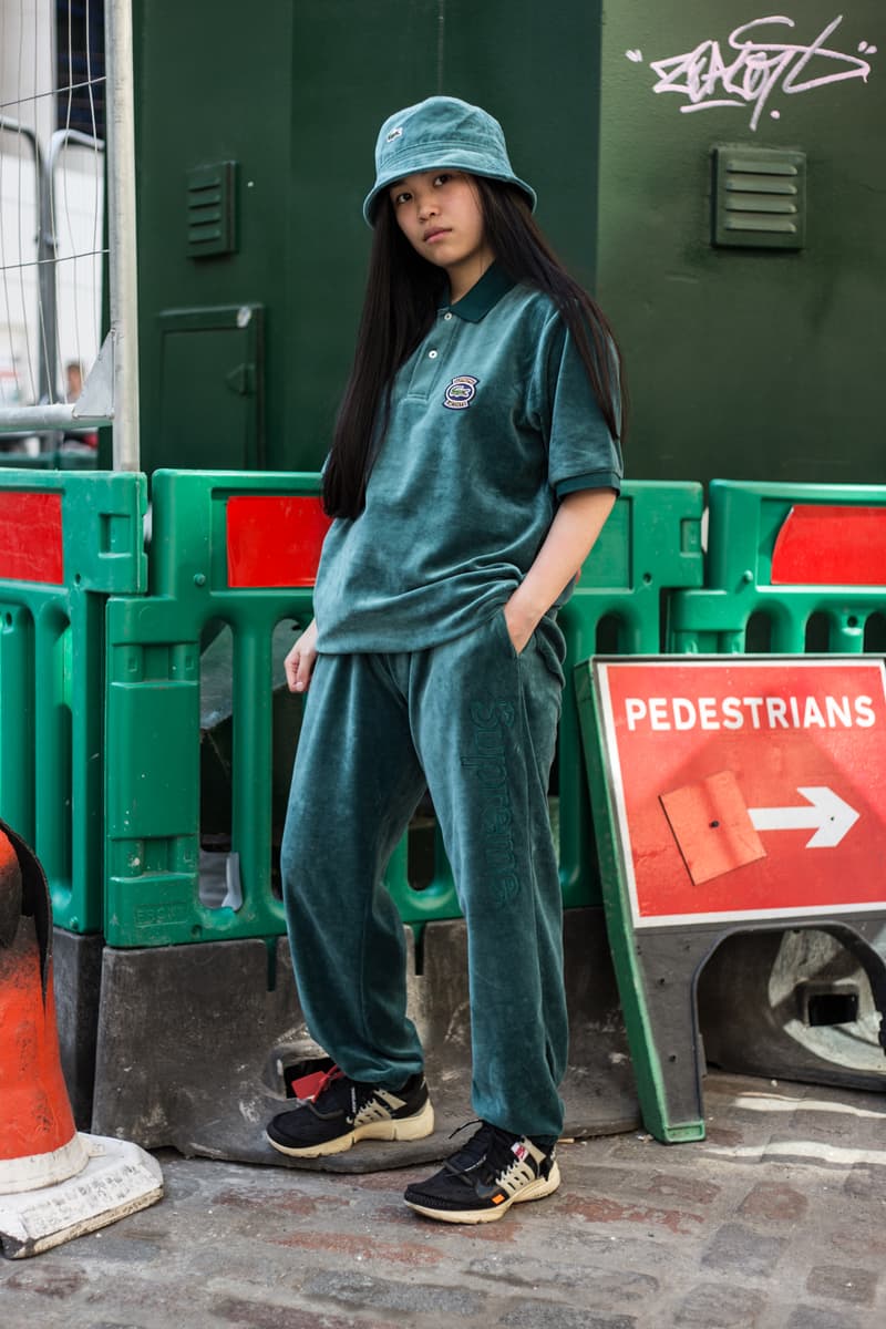 Supreme Lacoste Spring/Summer 2018 Street Style Street Snaps Soho London New York Stores Retail Velour Clothing