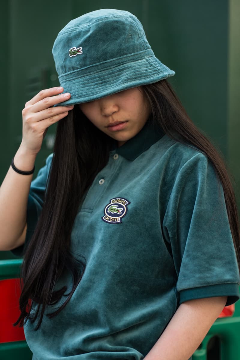 Supreme Lacoste Spring/Summer 2018 Street Style Street Snaps Soho London New York Stores Retail Velour Clothing