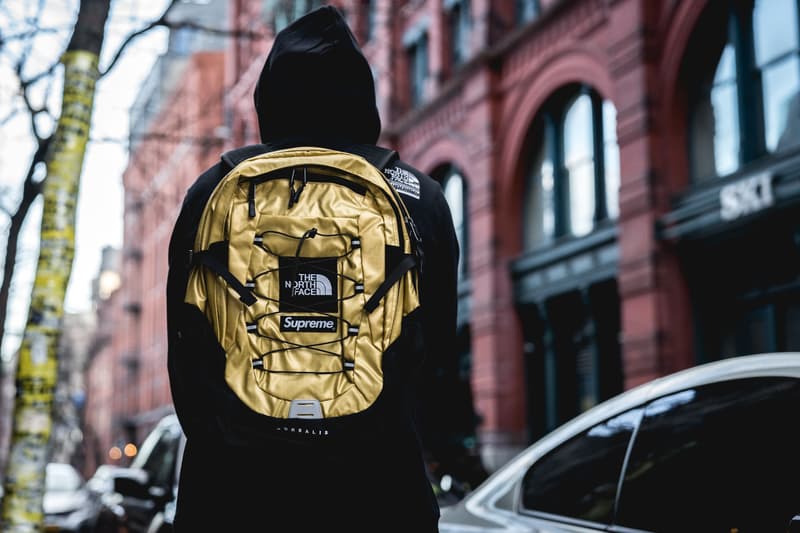 Supreme The North Face Spring/Summer 2018 Streetsnaps Street Style London Paris Tokyo New York Store Release Drop Soho Clothing For Sale Buy Shop Online Metallic