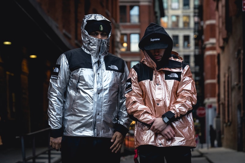 Supreme The North Face Spring/Summer 2018 Streetsnaps Street Style London Paris Tokyo New York Store Release Drop Soho Clothing For Sale Buy Shop Online Metallic