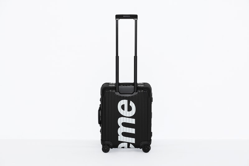 Supreme x RIMOWA Topas Multiwheel Collection Black Red Logo Metallic Suitcase Metal Aluminum