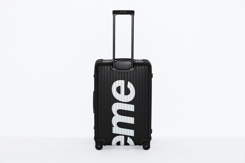 Supreme x RIMOWA Topas Multiwheel Collection Black Red Logo Metallic Suitcase Metal Aluminum