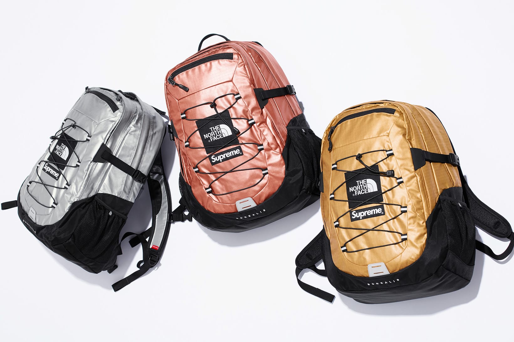 supreme north face metallic backpack