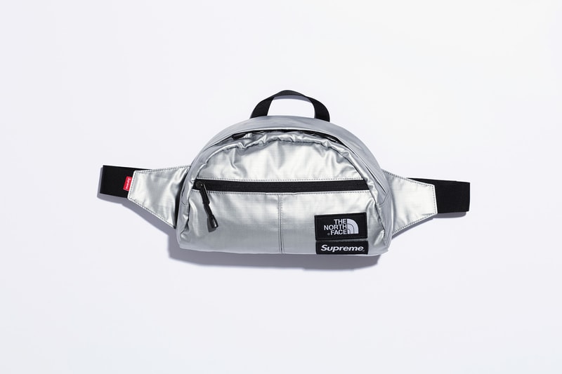 Supreme x The North Face Metallic Spring 2018 Collection Gold Silver Rose Gold Mountain Parka Roo II Bag Backpack Sling Bag Overalls Bib Pants T-Shirt Hooded Sweatshirt