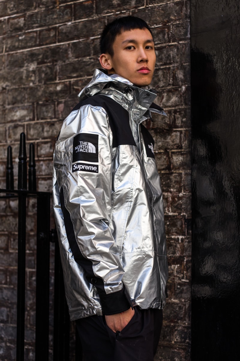 Supreme The North Face Spring/Summer 2018 Streetsnaps Street Style London Paris Tokyo New York Store Release Drop Soho Clothing For Sale Buy Shop Online Metallic