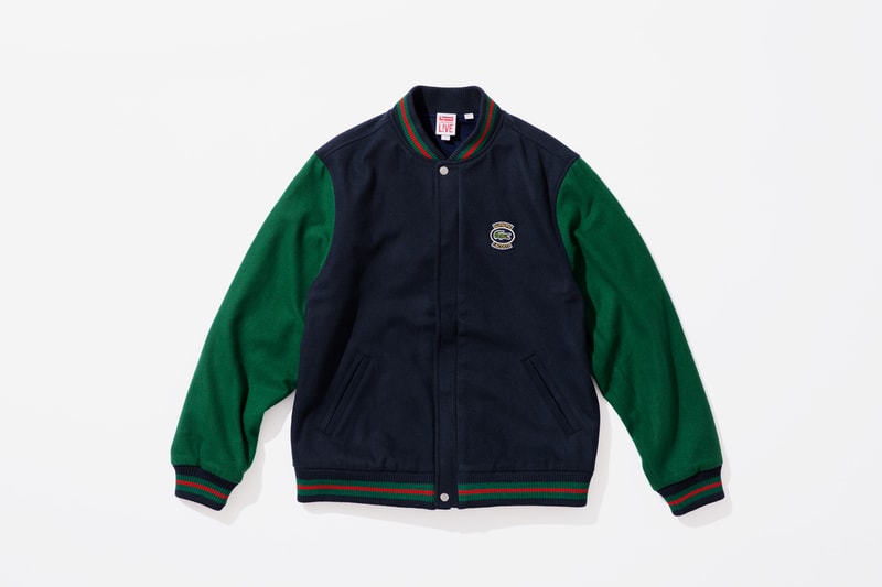 Supreme x Lacoste Spring 2018 Collection Shirts Polos René Lacoste French Paris Tennis Supreme New York Fashion Streetwear Bucket hats Bum Bags Valour Track Pants Track suit 3m reflective varsity jacket