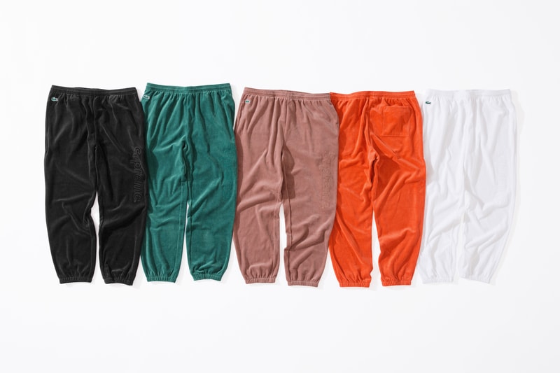 Supreme x Lacoste Spring 2018 Collection Shirts Polos René Lacoste French Paris Tennis Supreme New York Fashion Streetwear Bucket hats Bum Bags Valour Track Pants Track suit 3m reflective varsity jacket