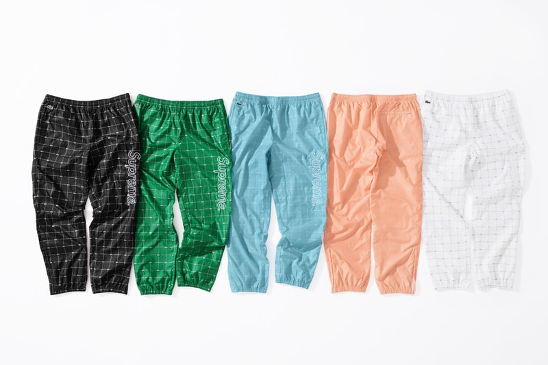 Supreme x Lacoste Spring 2018 Collection Shirts Polos René Lacoste French Paris Tennis Supreme New York Fashion Streetwear Bucket hats Bum Bags Valour Track Pants Track suit 3m reflective varsity jacket