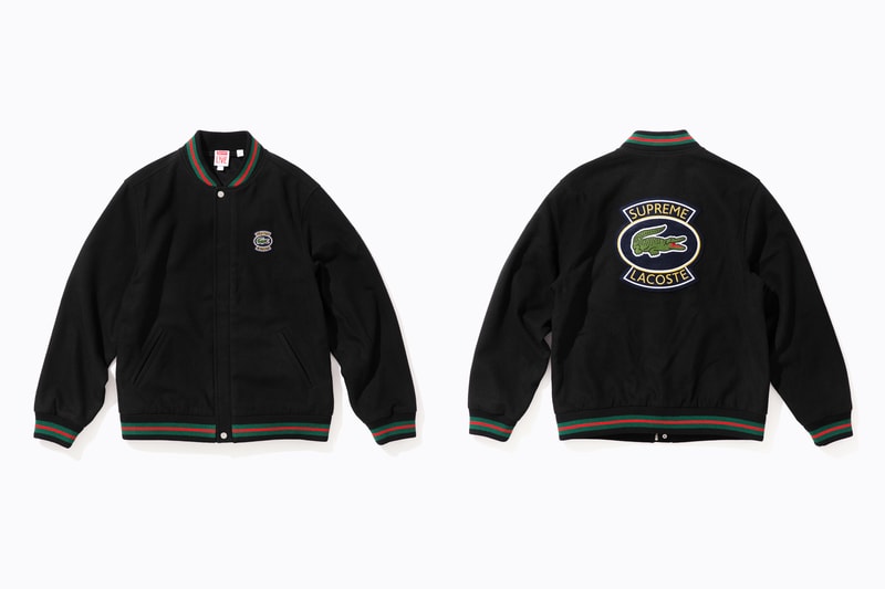 Supreme x Lacoste Spring 2018 Collection Shirts Polos René Lacoste French Paris Tennis Supreme New York Fashion Streetwear Bucket hats Bum Bags Valour Track Pants Track suit 3m reflective varsity jacket