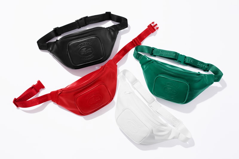 Supreme x Lacoste Spring 2018 Collection Shirts Polos René Lacoste French Paris Tennis Supreme New York Fashion Streetwear Bucket hats Bum Bags Valour Track Pants Track suit 3m reflective varsity jacket