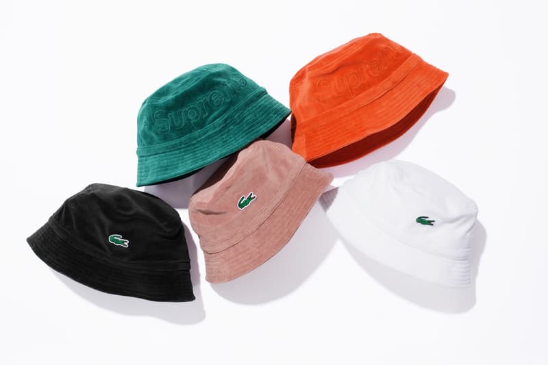 Supreme x Lacoste Spring 2018 Collection Shirts Polos René Lacoste French Paris Tennis Supreme New York Fashion Streetwear Bucket hats Bum Bags Valour Track Pants Track suit 3m reflective varsity jacket