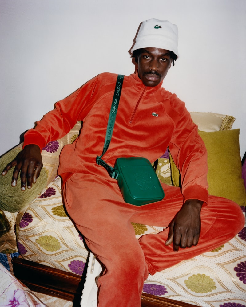 Supreme x Lacoste Spring 2018 Collection Shirts Polos René Lacoste French Paris Tennis Supreme New York Fashion Streetwear Bucket hats Bum Bags Valour Track Pants Track suit 3m reflective varsity jacket