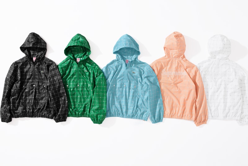 Supreme x Lacoste Spring 2018 Collection Shirts Polos René Lacoste French Paris Tennis Supreme New York Fashion Streetwear Bucket hats Bum Bags Valour Track Pants Track suit 3m reflective varsity jacket