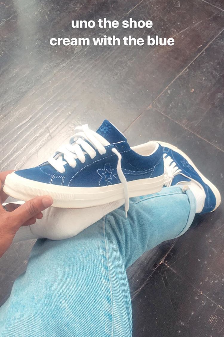 Tyler the creator golf le fleur new colorway april 17 2018 instagram story sneaker converse one star cream blue white leak photo release drop