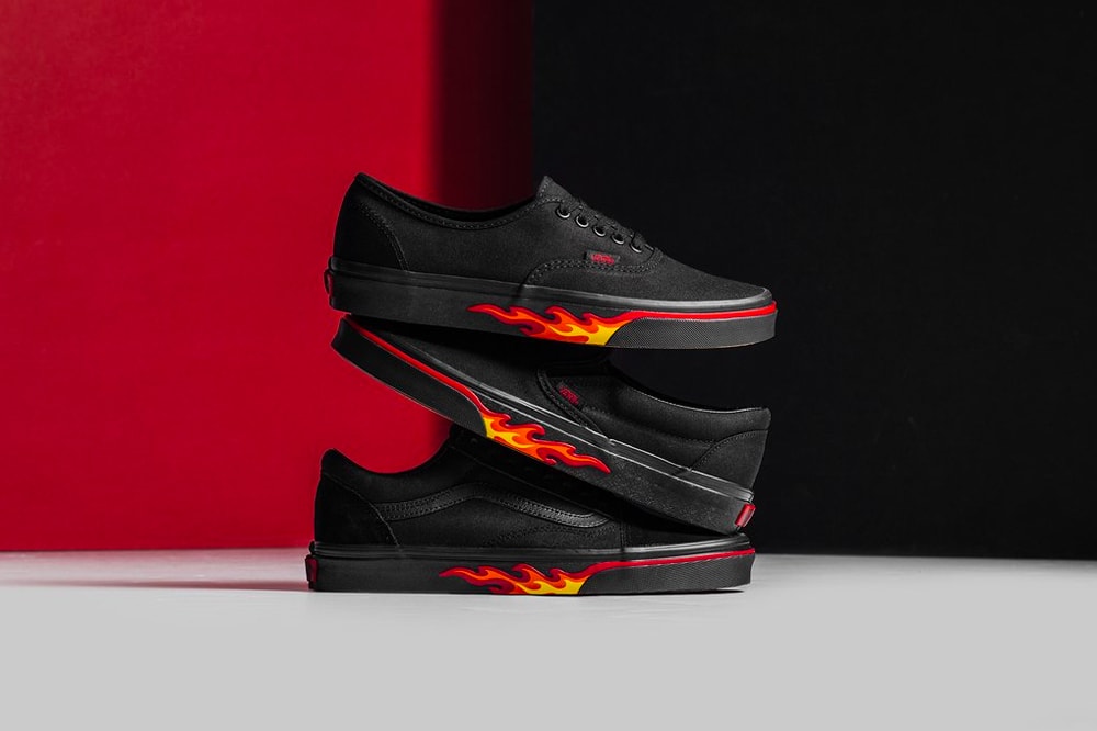 Vans Flame Wall Collection Authentic Slip-On Old Skool black red yellow release info