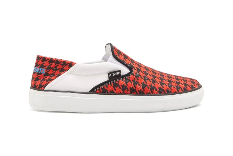 Vetements Introduces a Red & Black Houndstooth Print to Its Low-Top Slip-On Silhouette