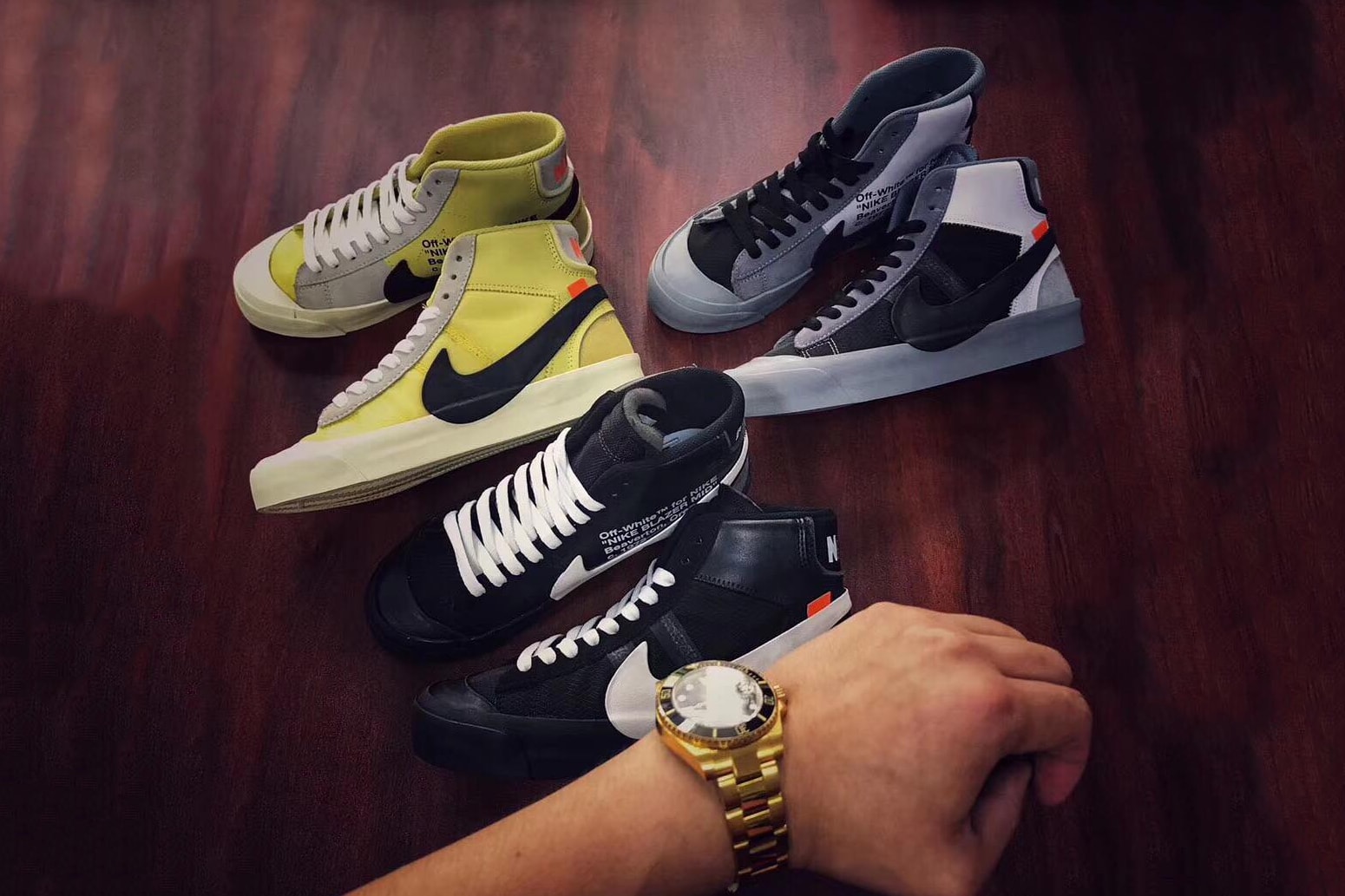 Virgil Abloh Nike Blazer Mid Off White Grey Colorway Black Colorway Neon Yellow Colorway The Ten Collaboration For Sale Pricing Availability