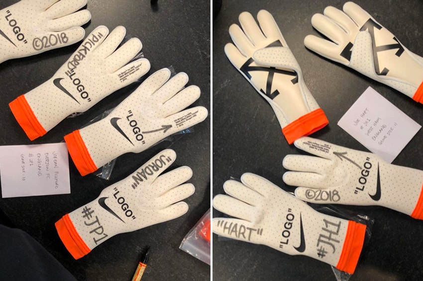 Virgil Abloh Off-White Nike Goalkeeper Gloves football soccer joe hart Jordan Pickford england Mercurial Touch