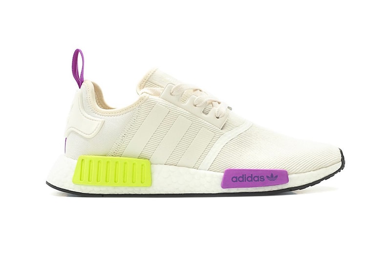 adidas NMD R1 Chalk White Semi Solar Yellow purple release info sneakers footwear