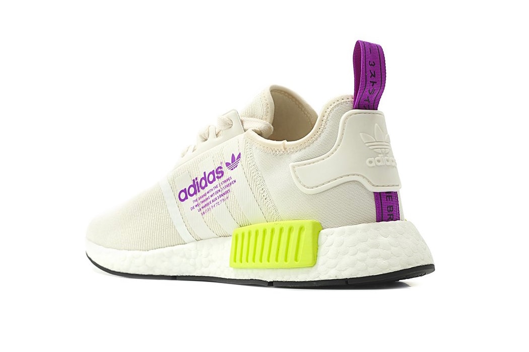 adidas NMD R1 Chalk White Semi Solar Yellow purple release info sneakers footwear