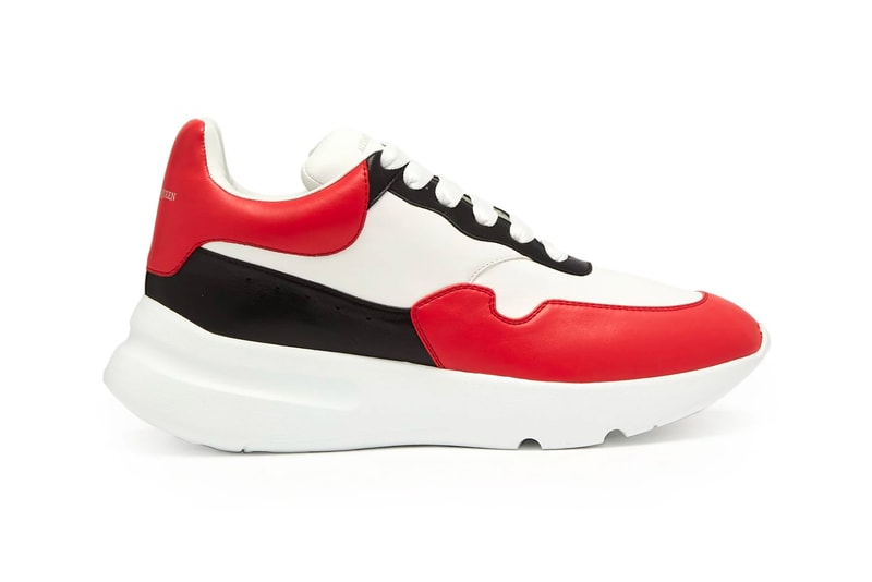 Alexander McQueen Leather Trainer red black white release info sneakers footwear chunky
