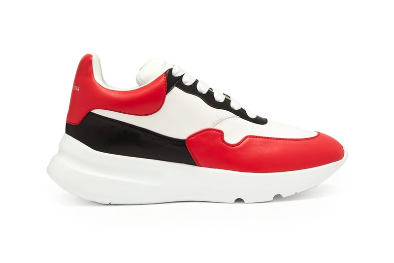 Alexander McQueen Leather Trainer red black white release info sneakers footwear chunky