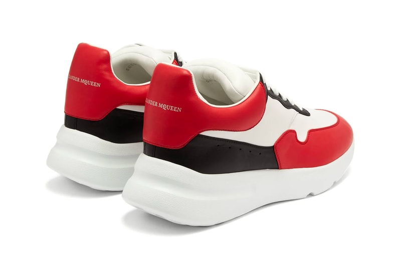Alexander McQueen Leather Trainer red black white release info sneakers footwear chunky