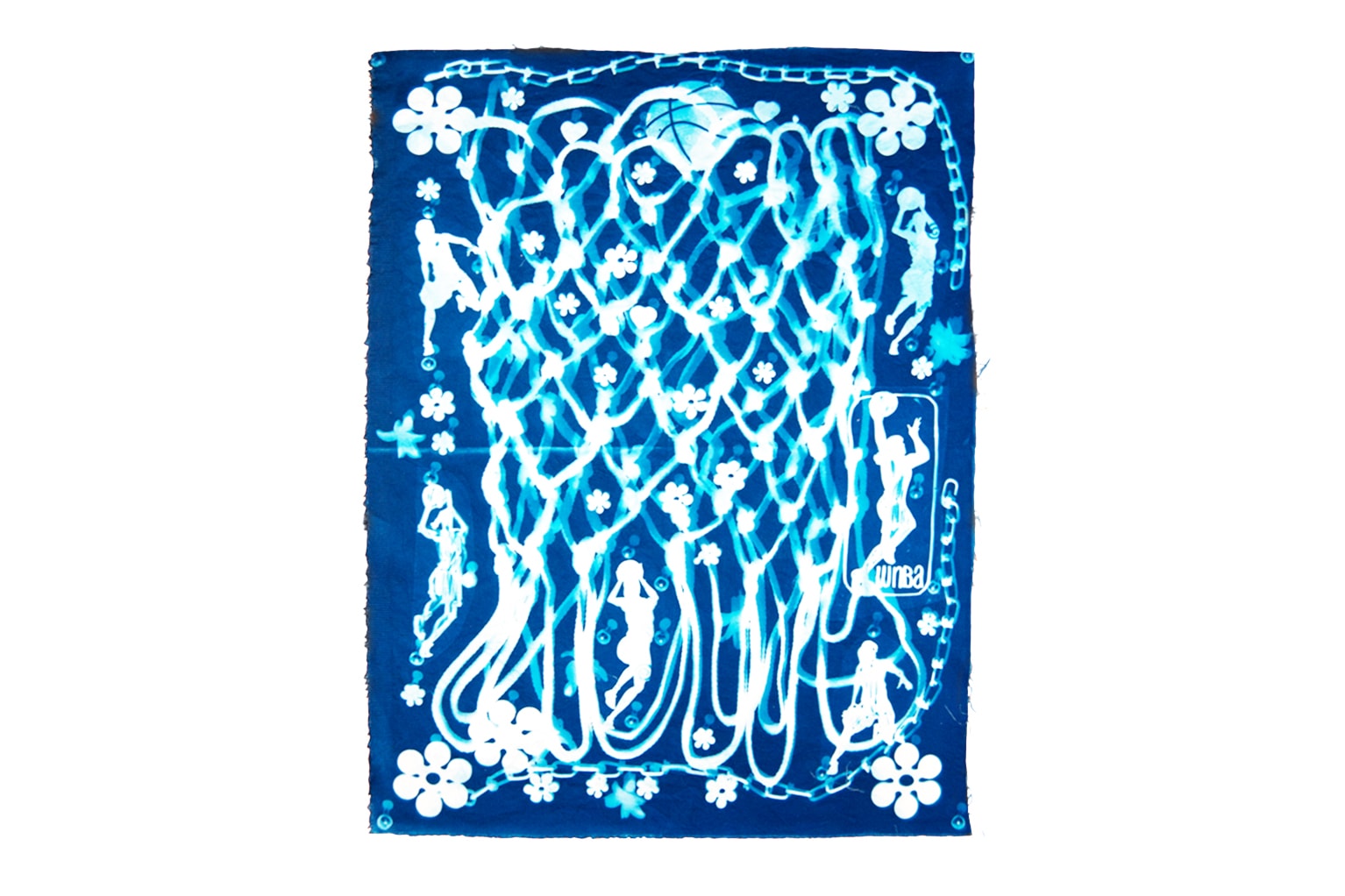 andrea bergart peace love basketball cyanotype fabric art artwork exhibitiona
