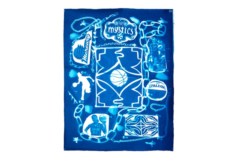 andrea bergart peace love basketball cyanotype fabric art artwork exhibitiona