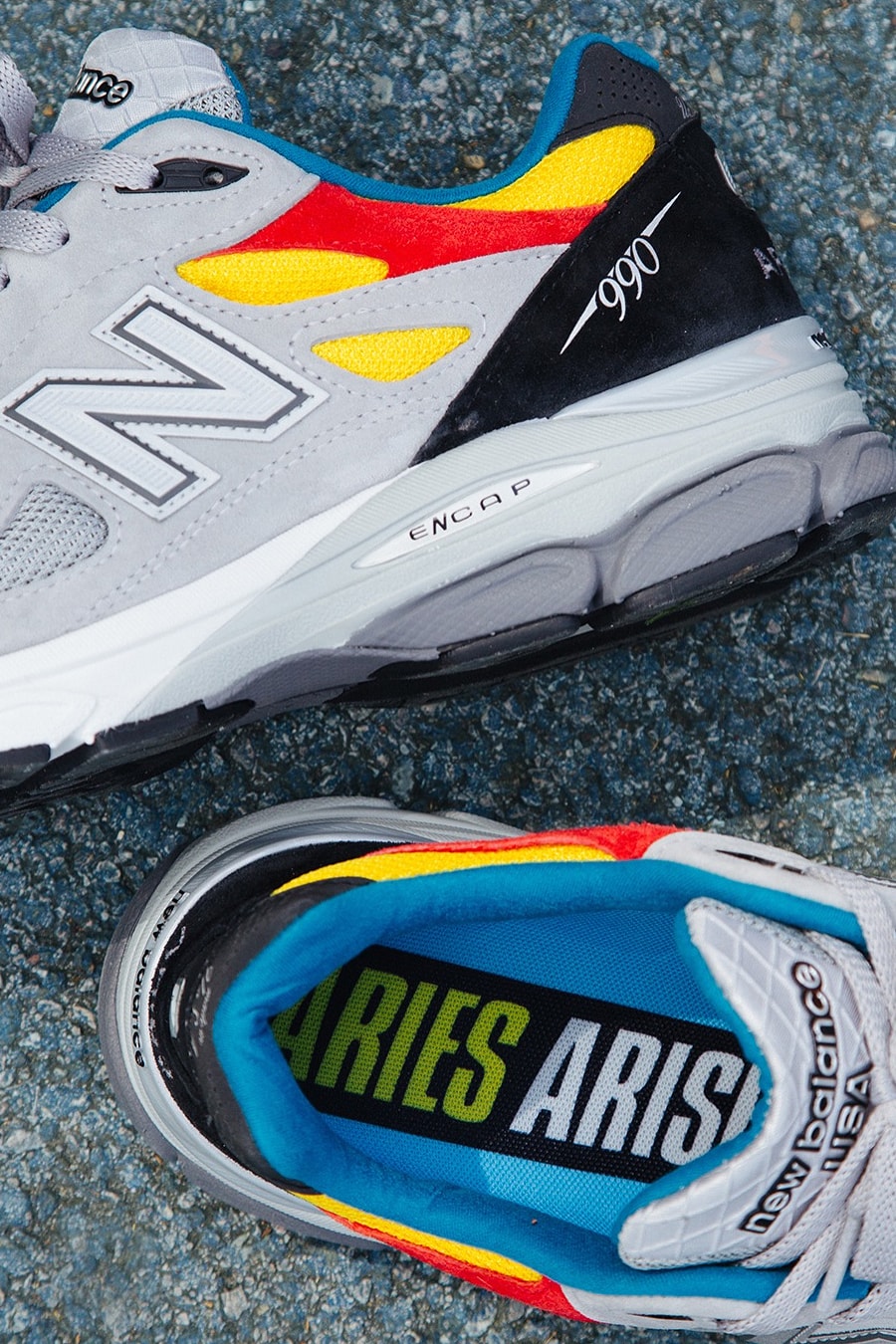Aries New Balance 990v3 Color Multicolor 990 Grey Red Yellow Blue