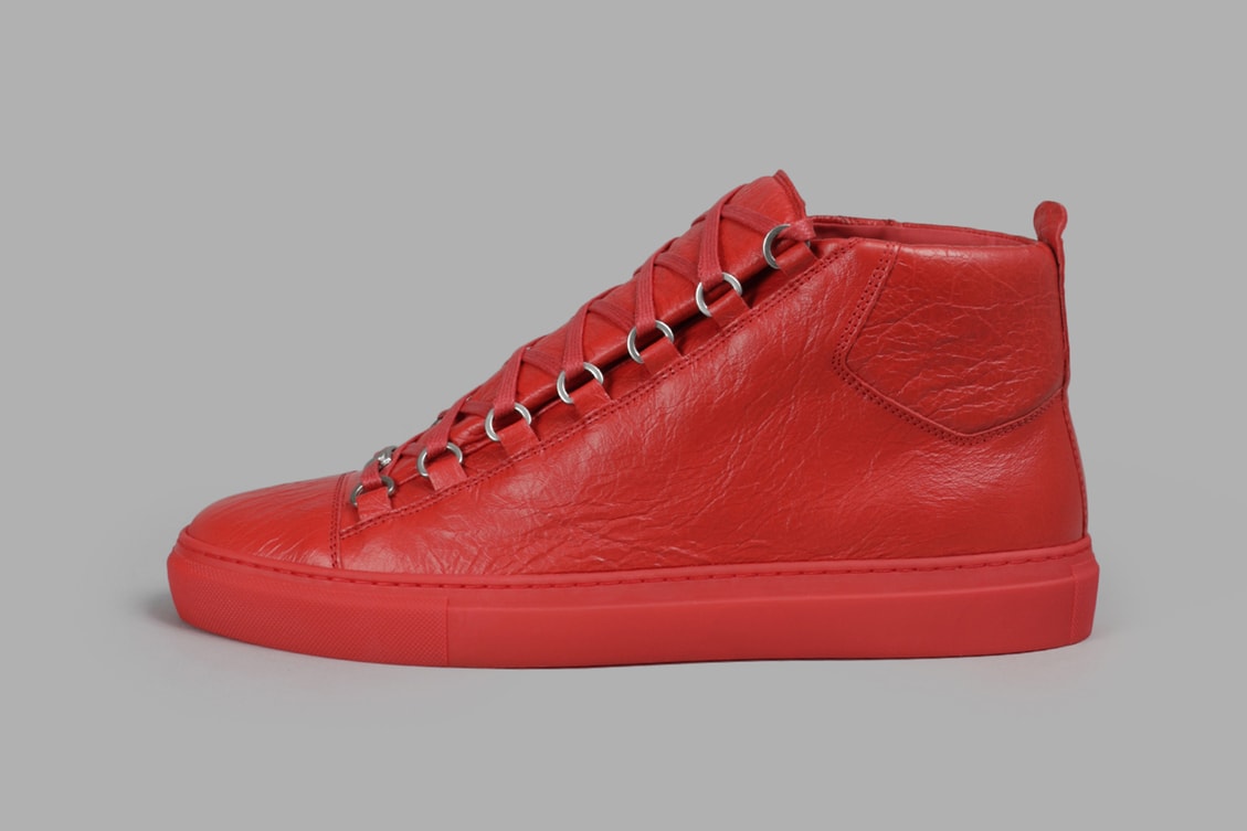 Balenciaga Arena Creased sneaker red leather release info footwear shoes