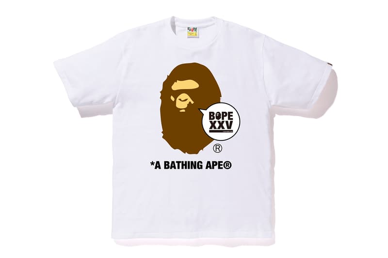 BAPE "The XXV Project" Collection Lookbook A Bathing Ape Collection Purchase Buy Cop Now Shark Hoodies Graphic Tees T-Shirts Sticker Set Keychain Ape Head Wall Clock iPhone 7 8 X Case