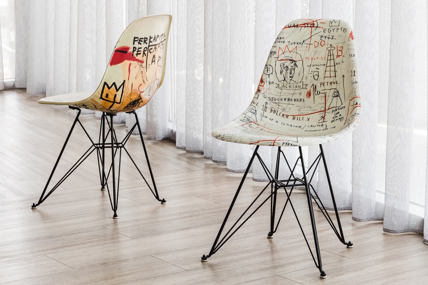 beyond the streets modernica case study side shell chair futura keith haring jean michel basquiat art artwork furniture house decor