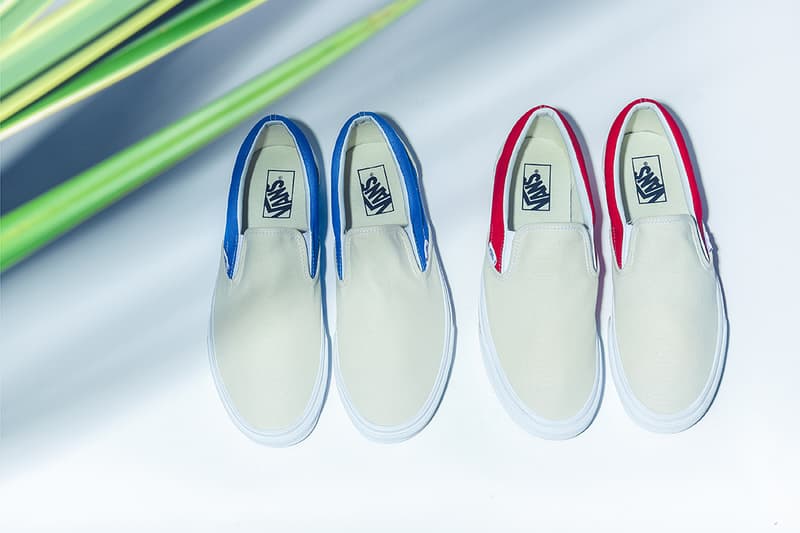 billys ent japan vans exclusive side wall check red blue drop release info look closer VN0A38F7RA6 may 2018 slip on