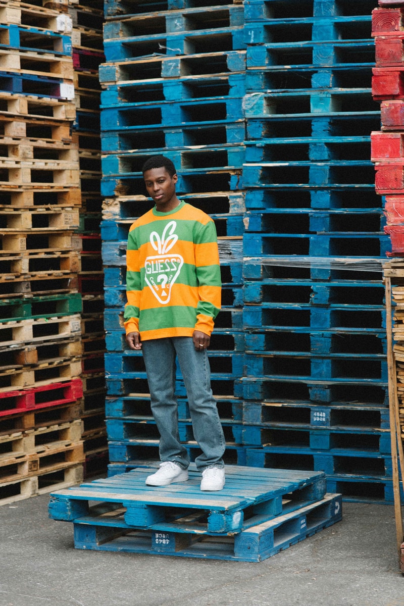 Carrots GUESS Jeans USA Farmers Market Collaboration T Shirt Long Sleeve Hoodie Orange Green White