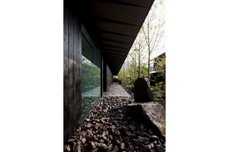 Comico Art Museum Complex Kengo Kuma Architect Exhibition Landscape Mountains Views Mount Yufu Warm-Colored Wood Interior Three Buildings 'Small Village' Pool