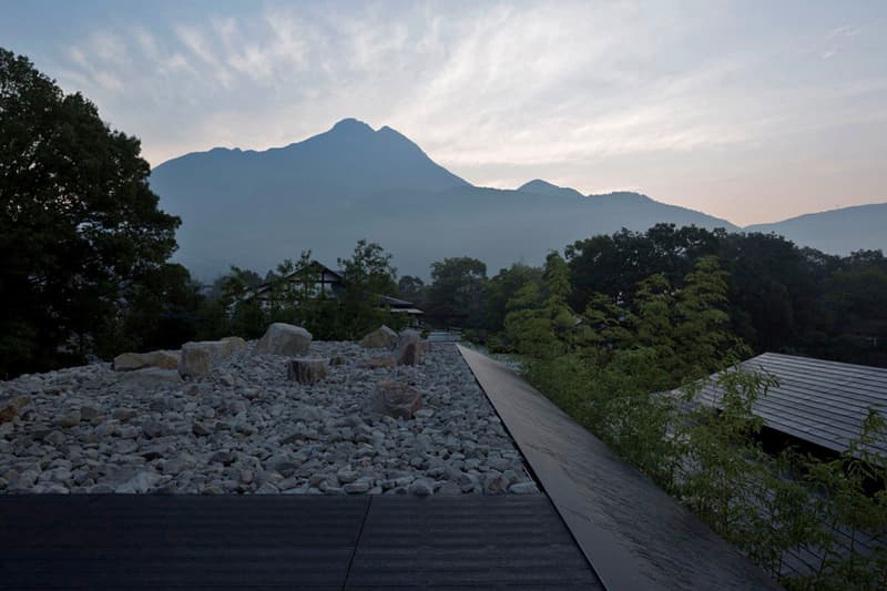 Comico Art Museum Complex Kengo Kuma Architect Exhibition Landscape Mountains Views Mount Yufu Warm-Colored Wood Interior Three Buildings 'Small Village' Pool