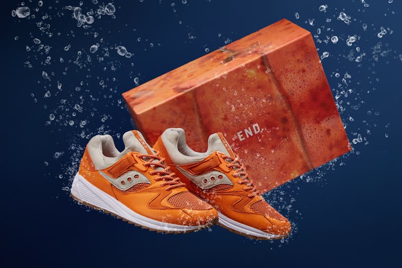 END Clothing Saucony Grid 8500 Lobster Release Info Details Jaffa Orange Peel Orange Blue Closer Look how to buy cop purchase drop may 11 2018