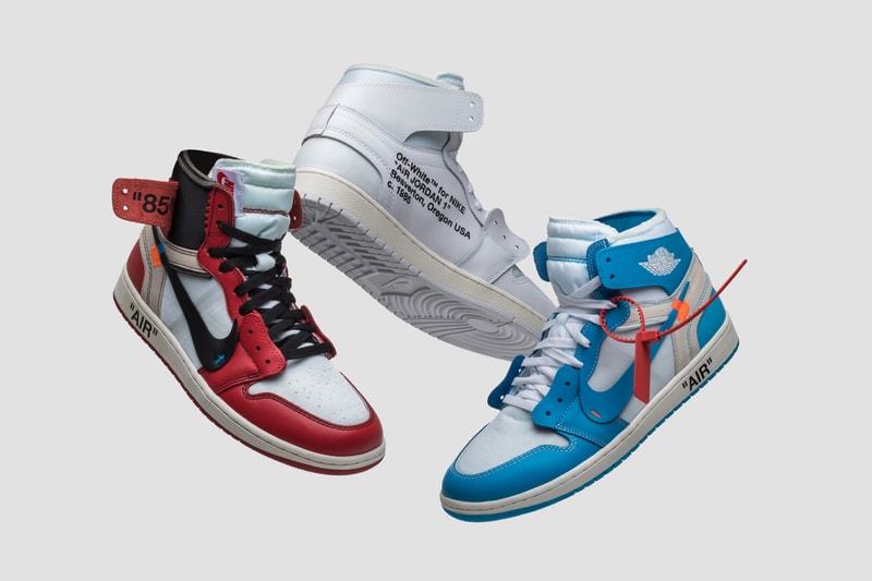 GOAT HYPEBEAST GIVEAWAY Virgil Abloh Nike Air Jordan 1 Off White Chicago All White UNC Powder Blue Three Pairs Instagram One Winner Enter Here Sneakers AJ1