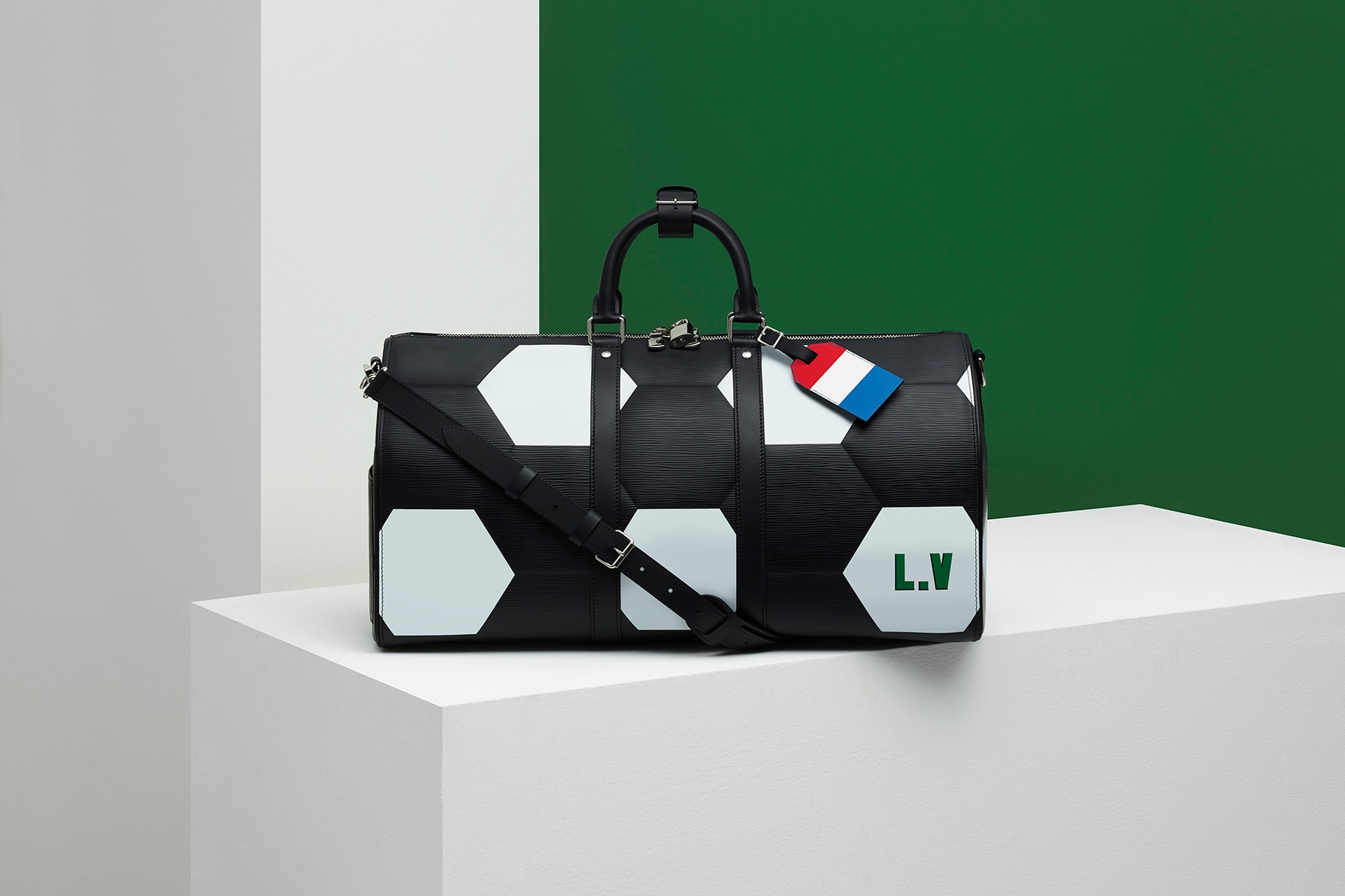Louis Vuitton Fifa 2018 world cup collaboration luggage bag apollo keep all wallet leather goods epi soccer football branding flag luggage tag duffel laptop case black red white blue color customizable june 14 july 17 2018 limited edition exclusive drop release info