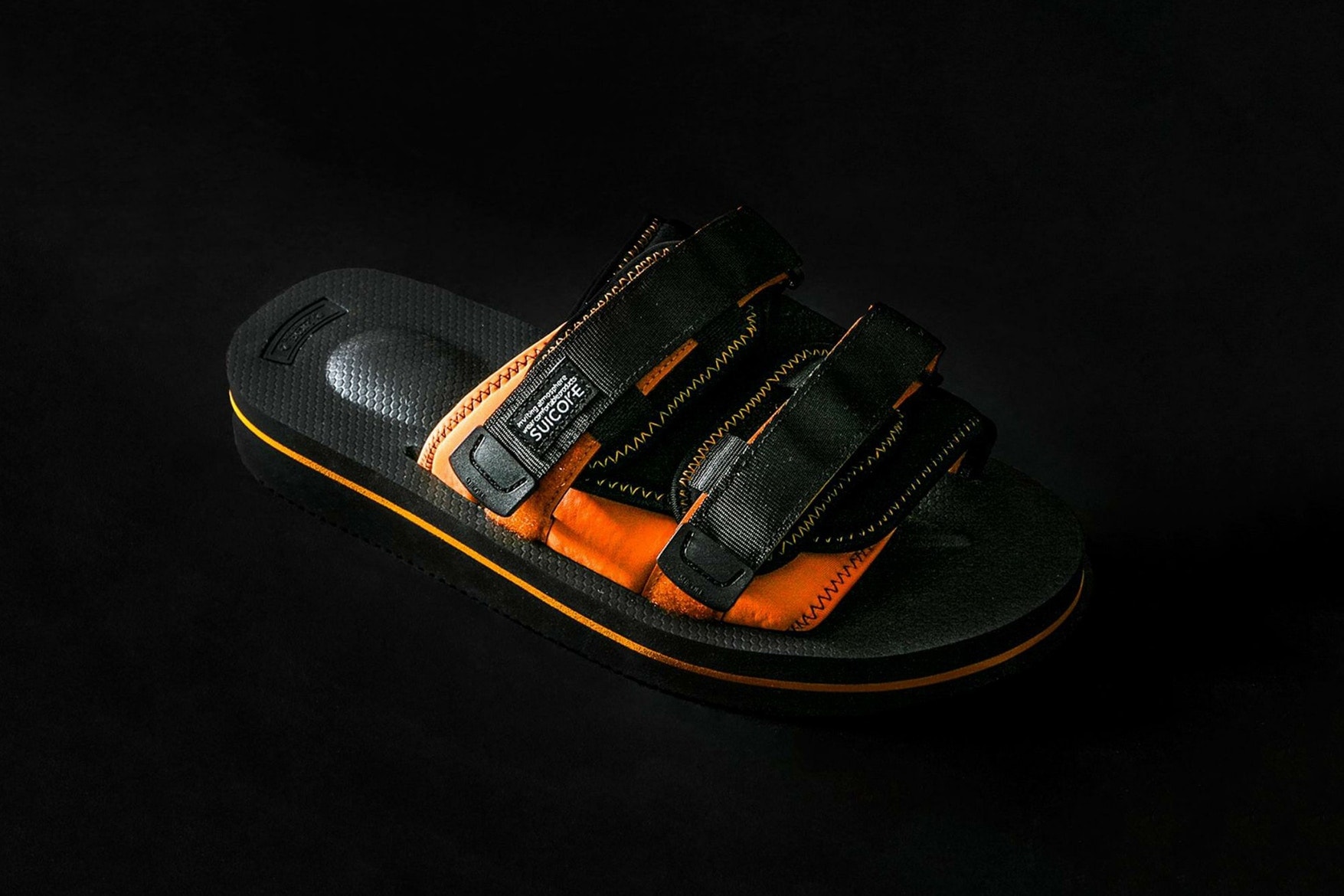 monkey time SUICOKE MOTO V collaboration slides sandals may 2018 release date info drop shoes footwear black orange silver olive